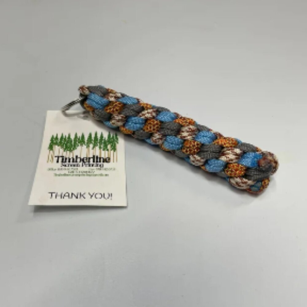 PARACORD: KEY CHAIN SWEET FALL, ANTIQUE, LIGHT BLUE & CHARCOAL GRAY